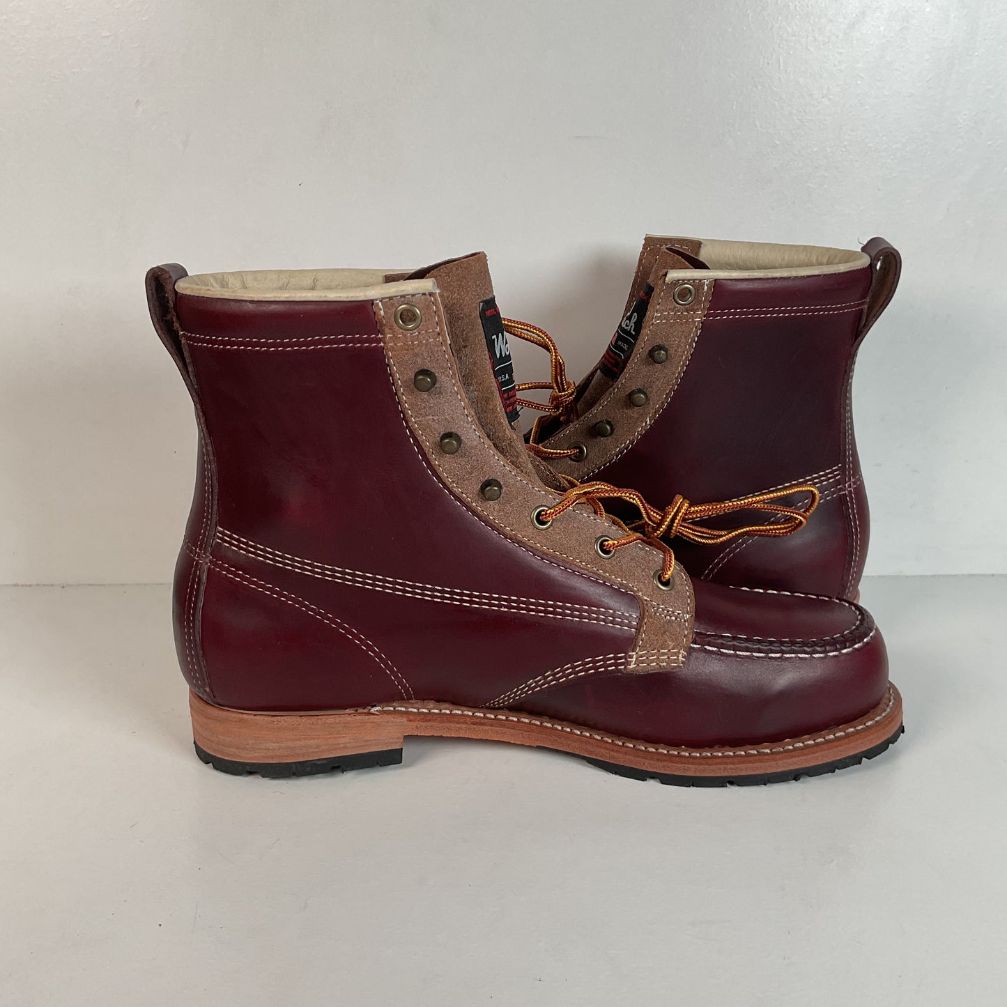 Woolrich Woodsman Moc Toe Boots 10 D USA Made Tobacco