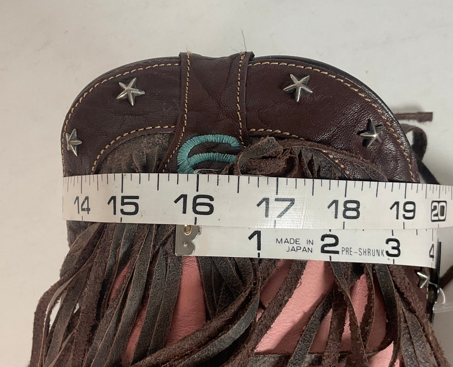 Dan Post 16” Fringe Cowgirl Boots 7.5 M Square Toe Star Inlay