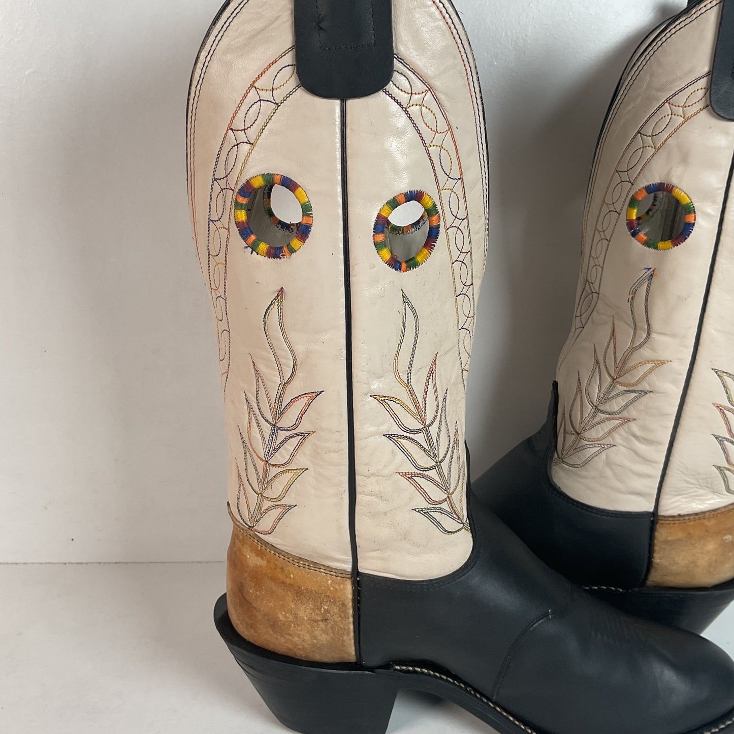 Olathe Rough Stock Cowboy Boots 10 D Black Mule Skin USA Made