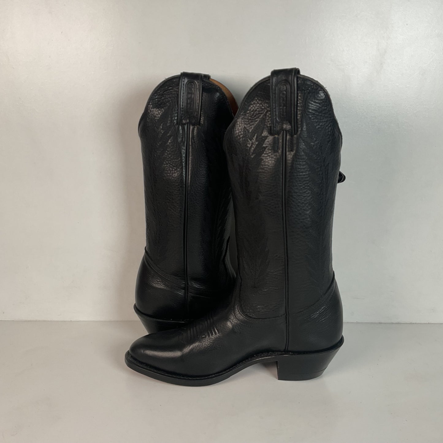 Boulet Classic Black Cowgirl Boots 6.5 C Deerskin New With Tags
