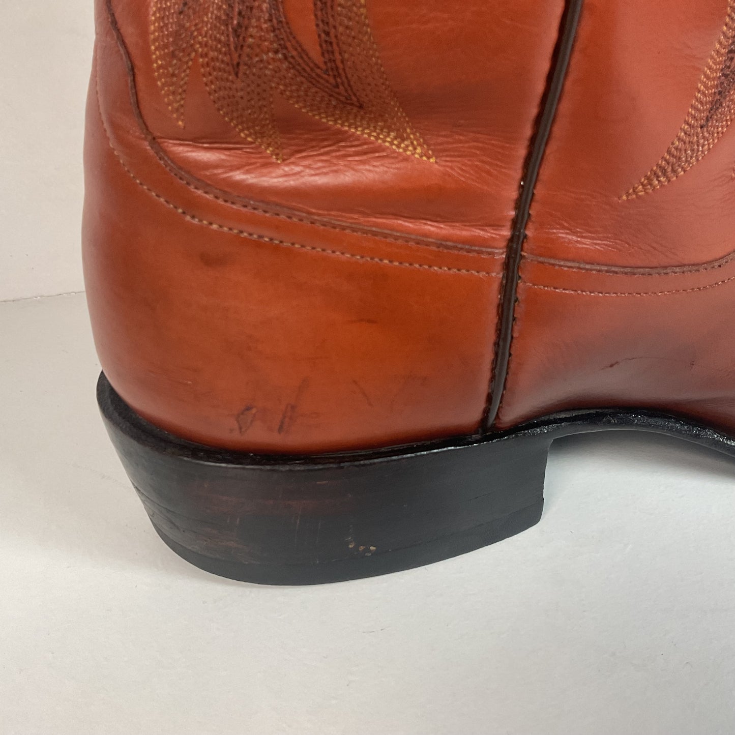 Rios of Mercedes Brown Calfskin Leather Cowboy Boots 13 A (Extra Narrow) Thrashed