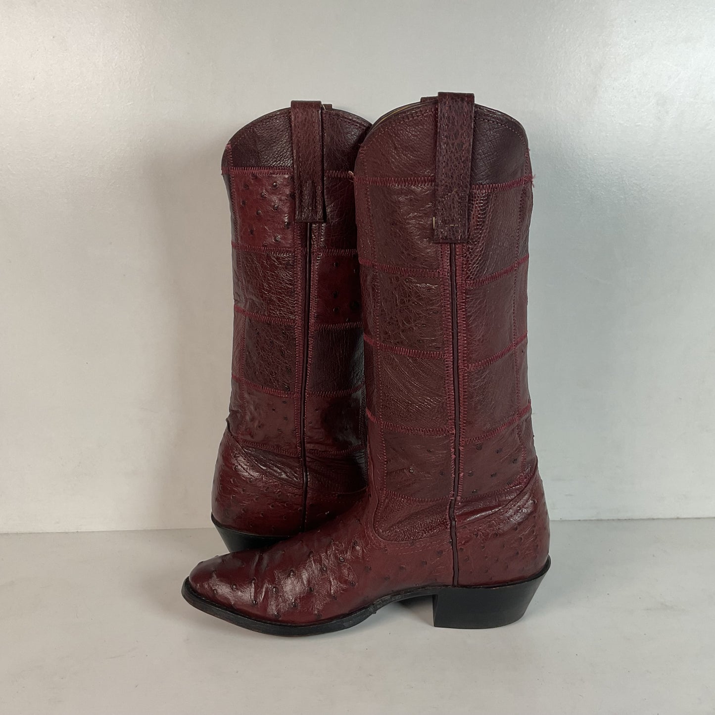 Vintage Nocona Exotic Ostrich Quill Cowgirl Boots 5 C Quilted Patchwork USA