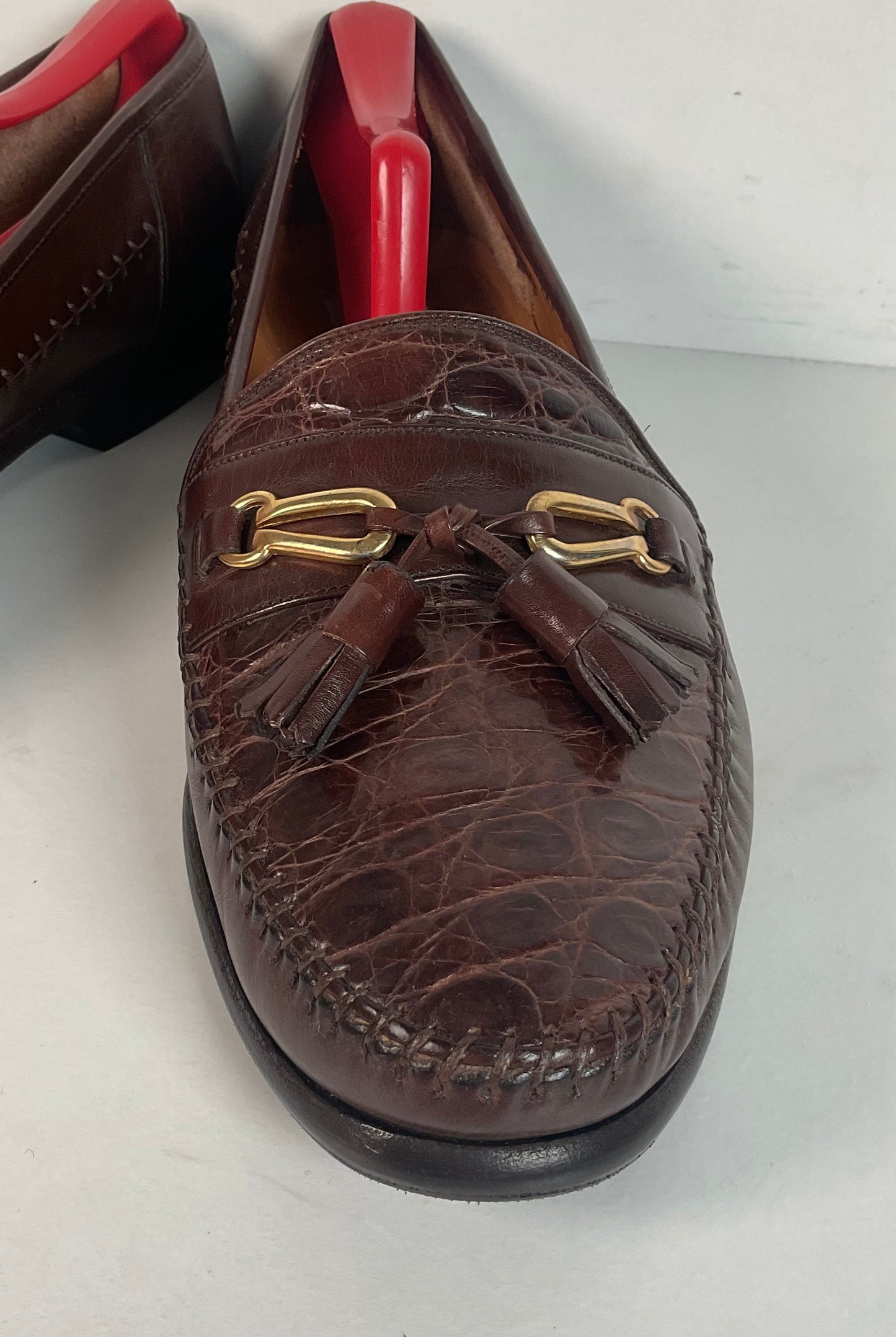 Recrafted Mezlan Crocodile Tassel Loafers 10 M Moc Toe