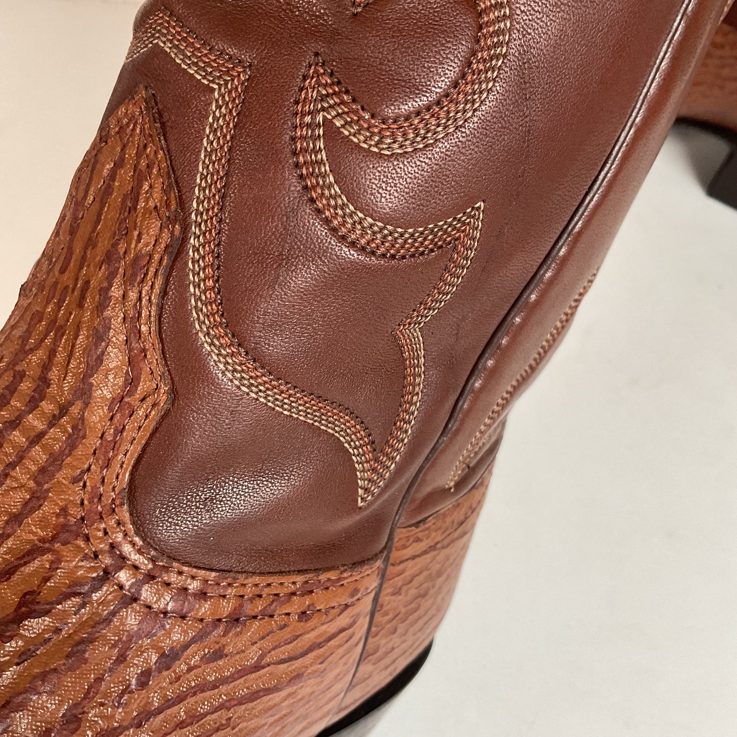 Vintage Nocona Shark Skin Cowboy Boots 9 E USA Made Exotic
