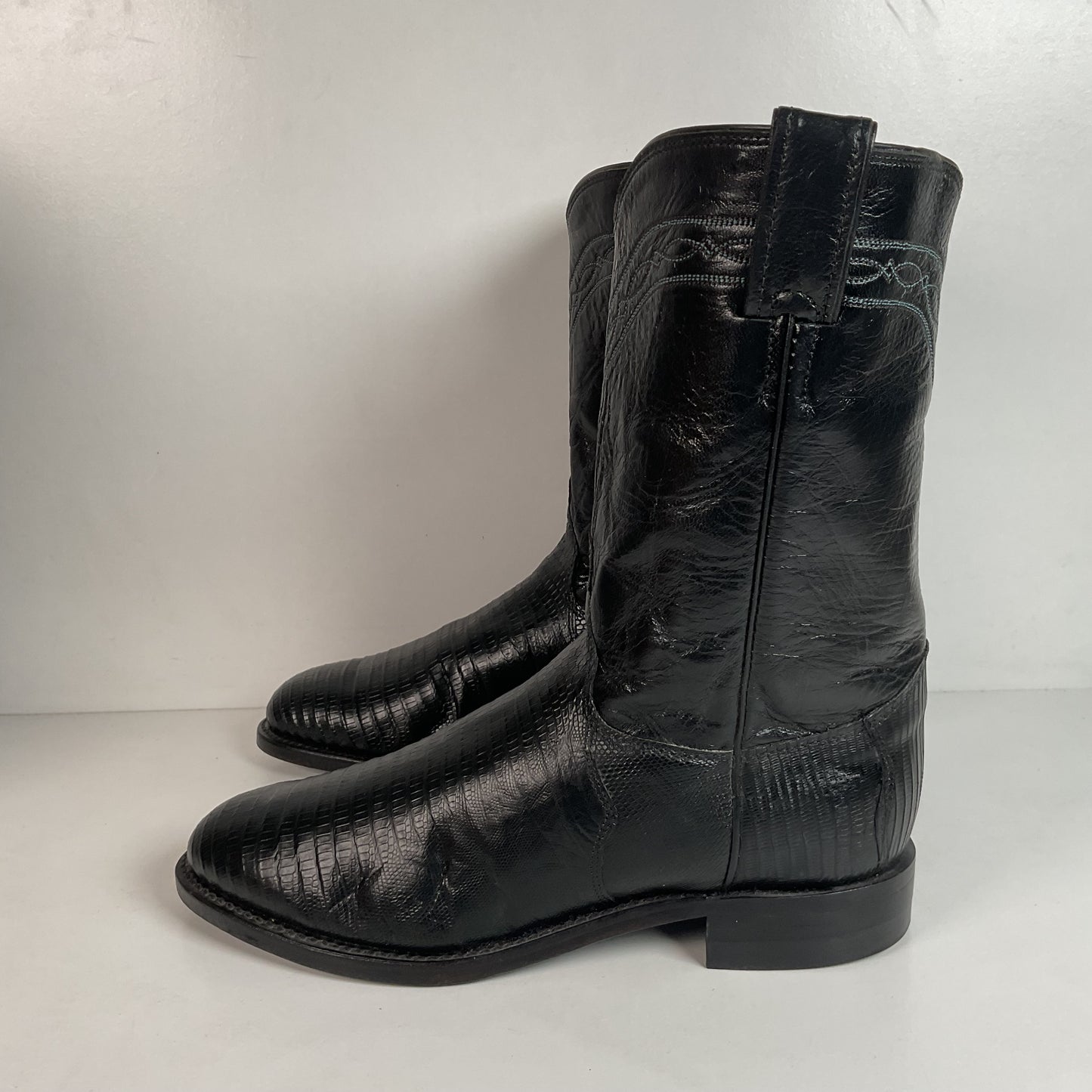 Justin Teju Lizard Cowboy Roper Boots 8 D USA Made