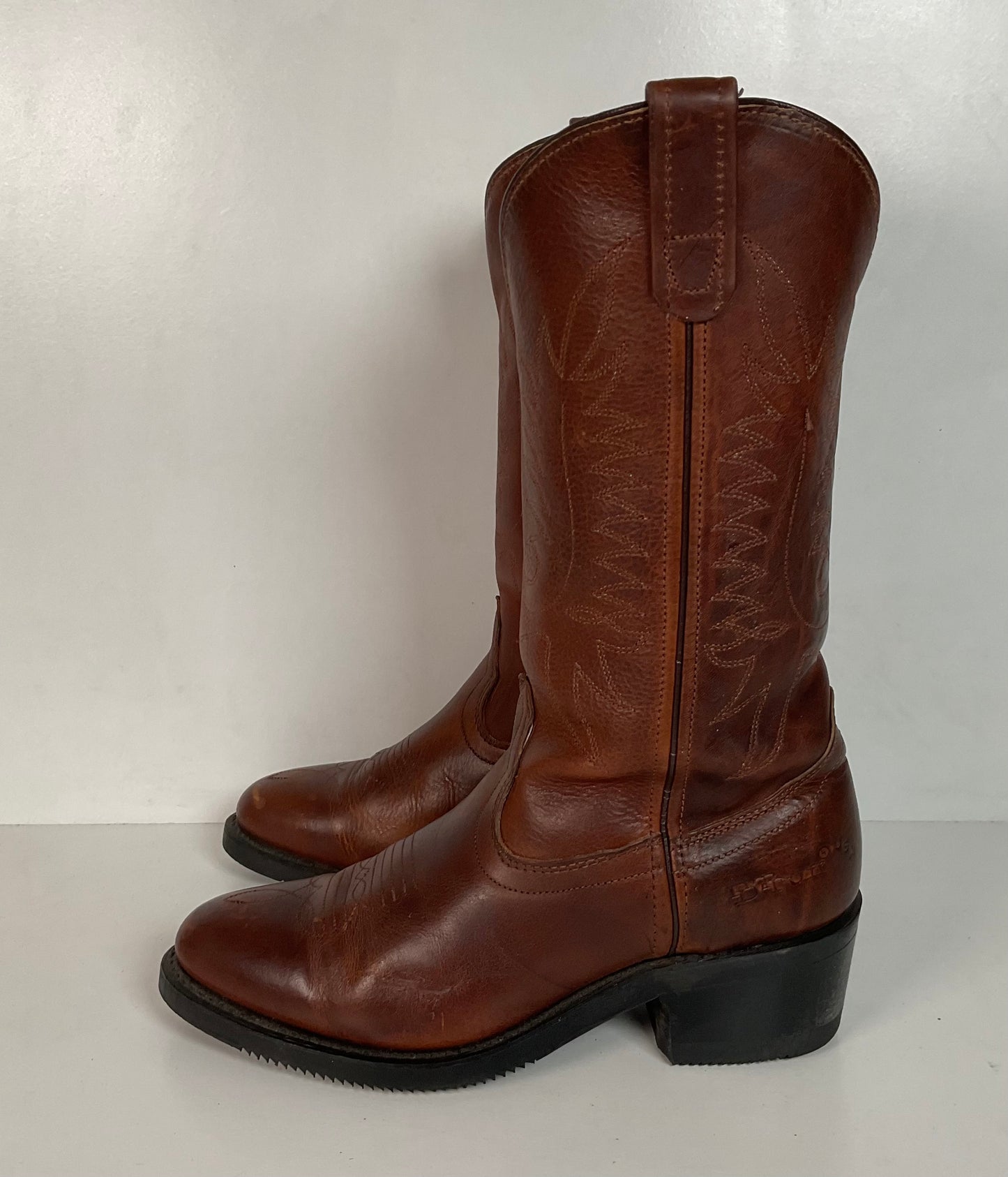 PD Tuff Brown Pull On Work Boots 8 EE Union Made Western Soft Toe