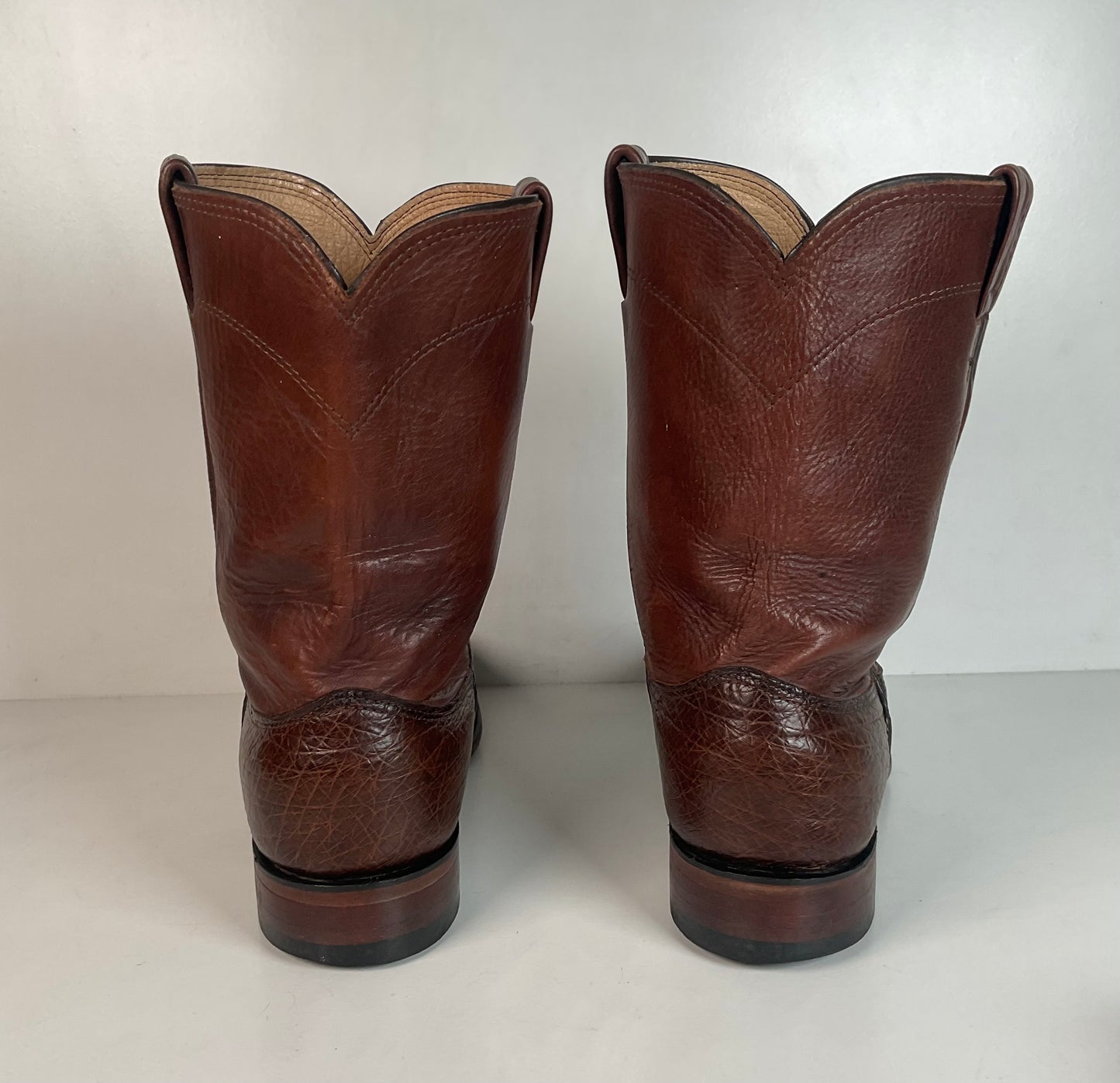 Vintage Larry Mahan Smooth Ostrich Roper Boots 12 D Exotic