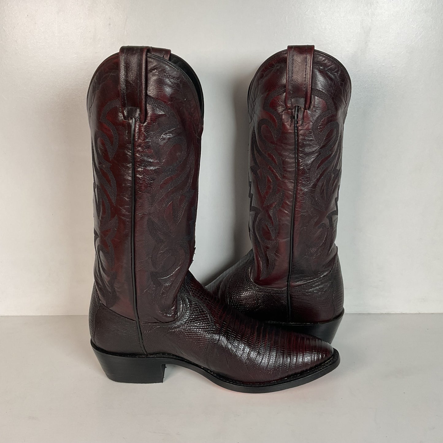 Dan Post Black Cherry Teju Lizard Cowboy Boots 8 D