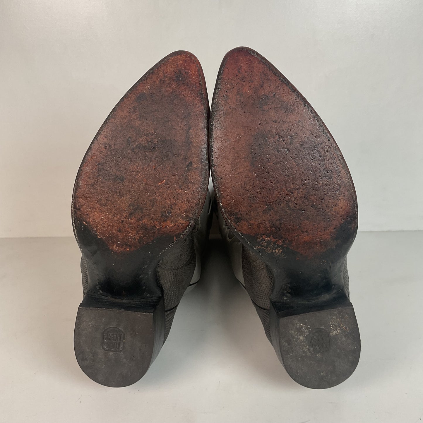 Vintage Dan Post Charcoal Grey Teju Lizard Cowboy Boots 10 D Old Label