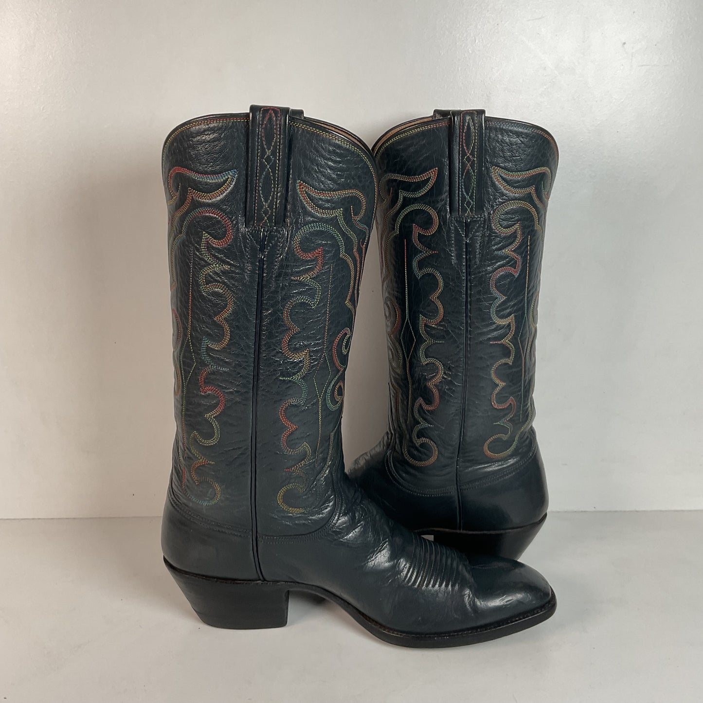 Vintage 1980s Lucchese San Antonio Navy Blue Cowboy Boots Men’s 9 B | Women’s 10