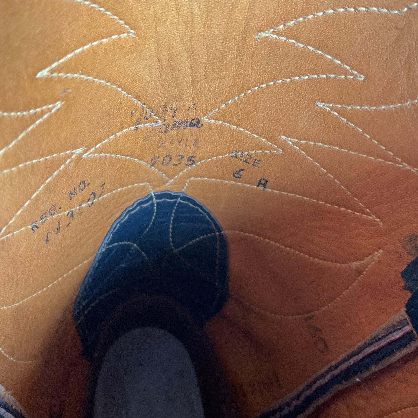 Vintage Tony Lama Navy Blue Cowgirl Boots 6 A Lizard Wingtip