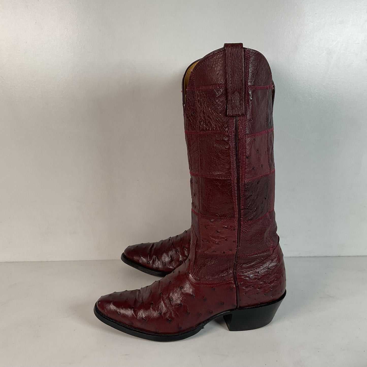 Vintage Nocona Exotic Ostrich Quill Cowgirl Boots 5 C Quilted Patchwork USA