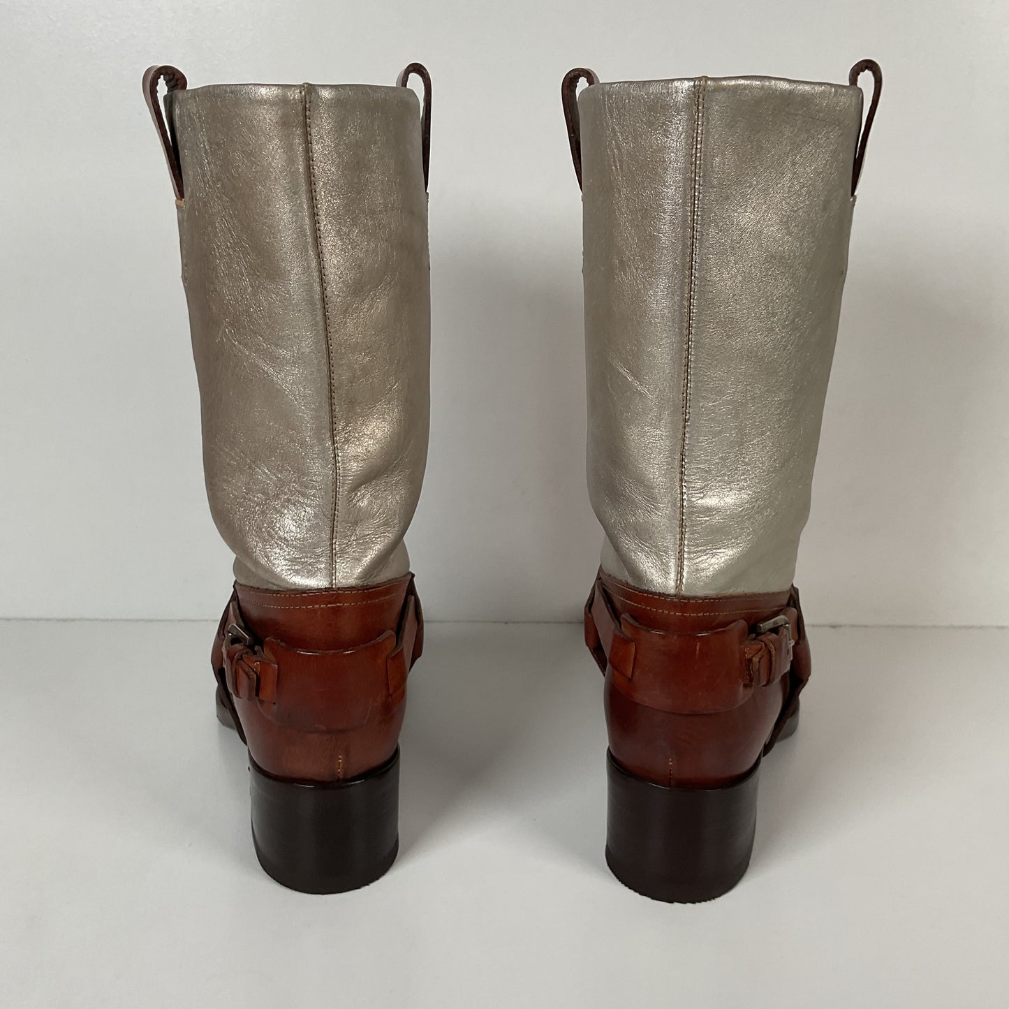 Ralph Lauren Purple Label Riding Boots 7.5 B Harness Metallic
