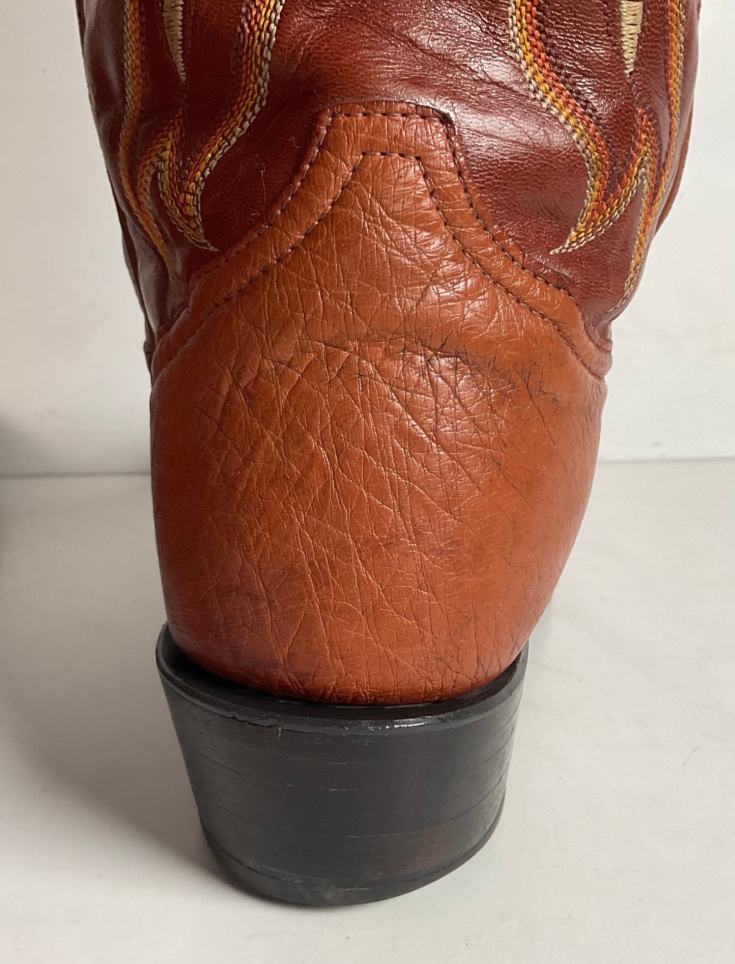 Tony Lama Bonham Cognac Smooth Ostrich 8.5 EE USA Made Distressed
