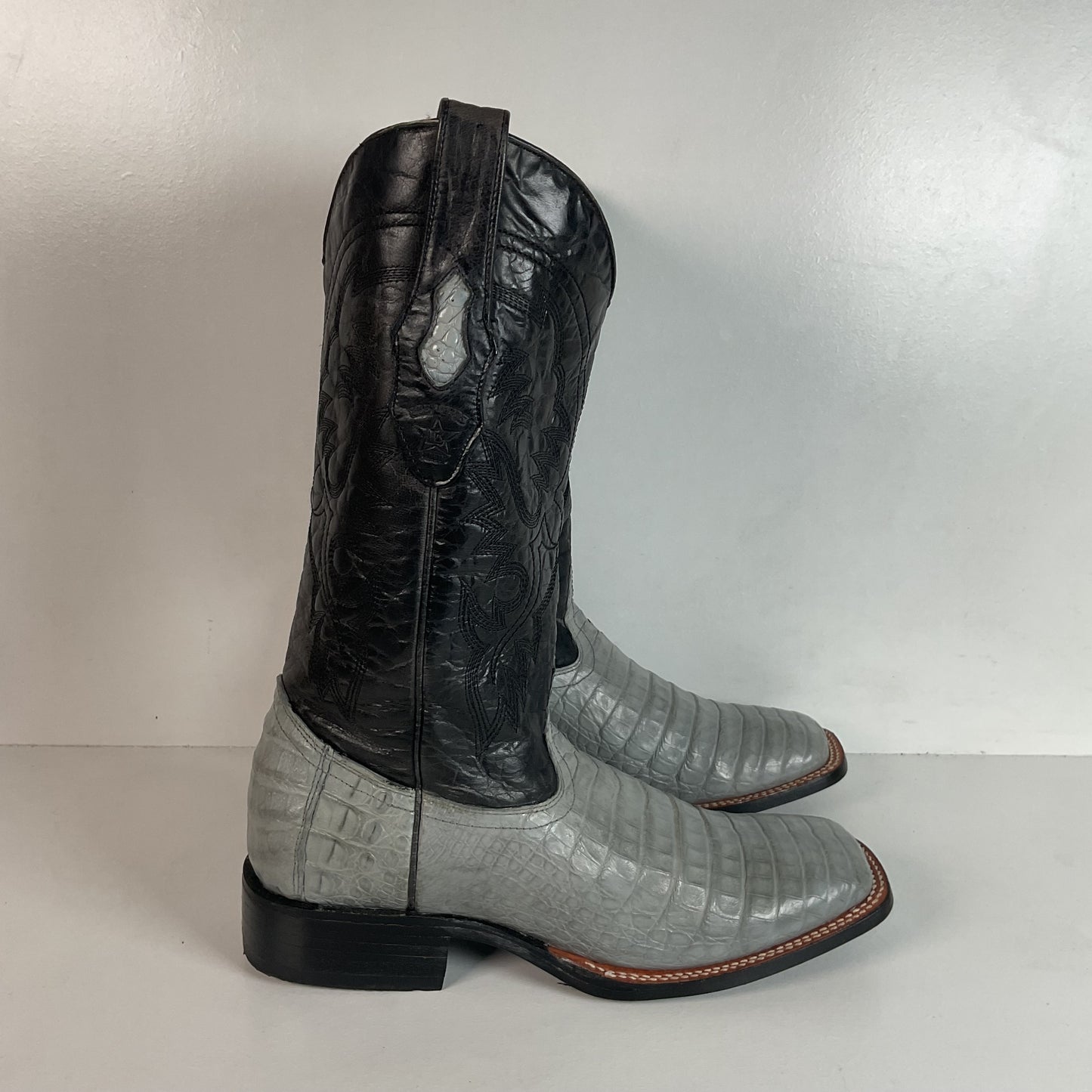 Los Altos Grey Caiman Crocodile Cowboy Boots 9 EE Exotic Belly Cut
