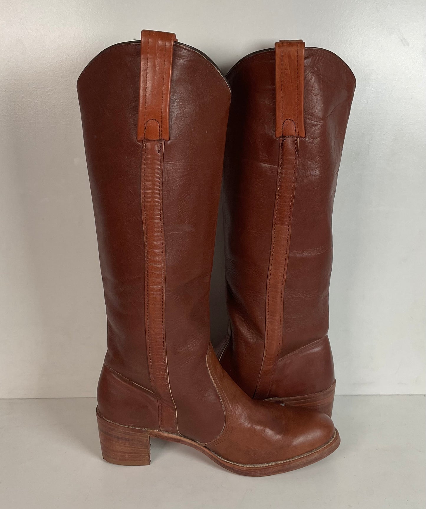 Vintage Frye Sabrina Tall Campus Riding Boots 9 B USA Made Chunky