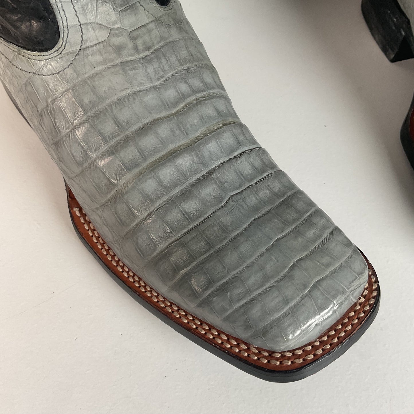 Los Altos Grey Caiman Crocodile Cowboy Boots 9 EE Exotic Belly Cut