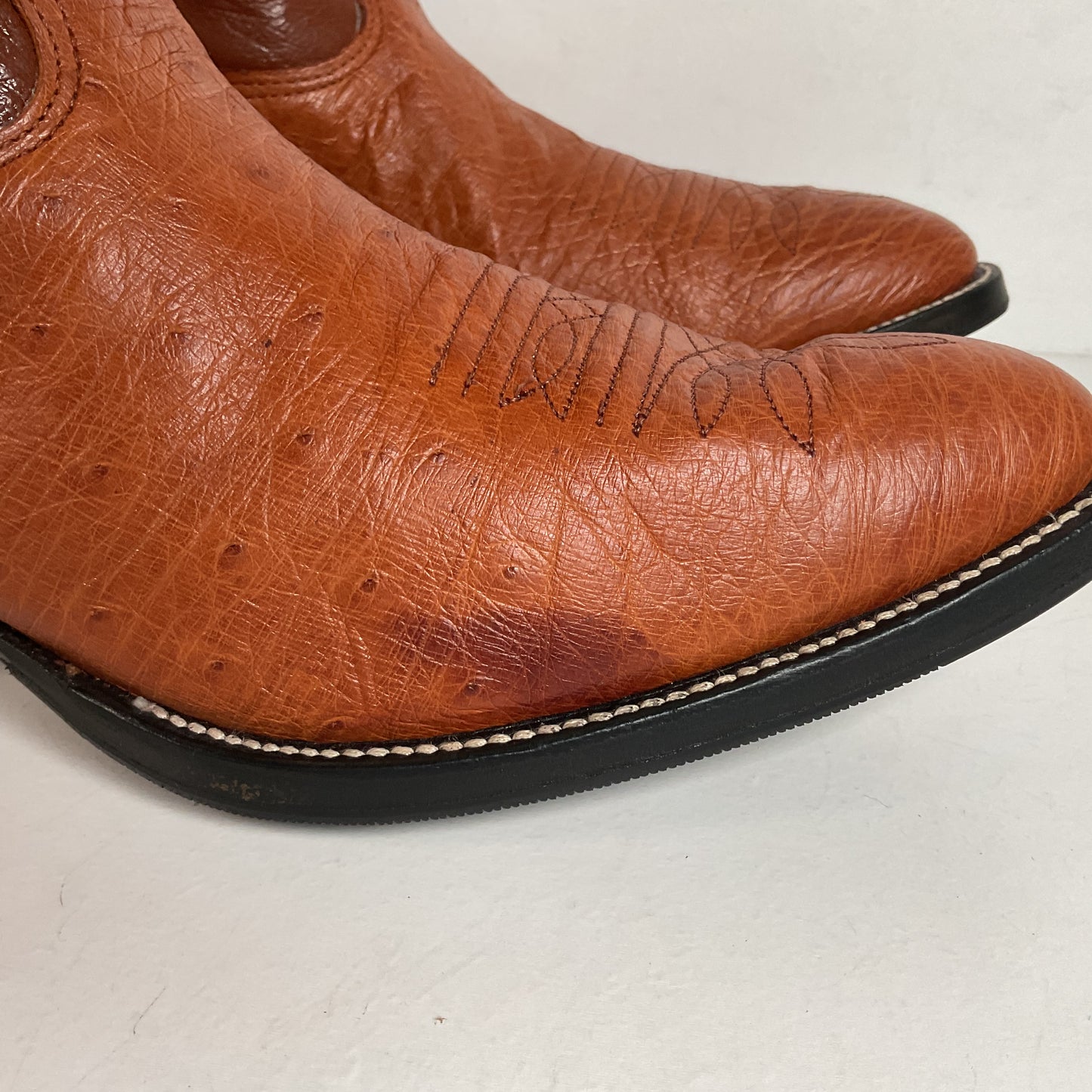 Vintage Nocona Exotic Smooth Ostrich Cowboy Boots Men’s 10.5 C Peanut Brittle