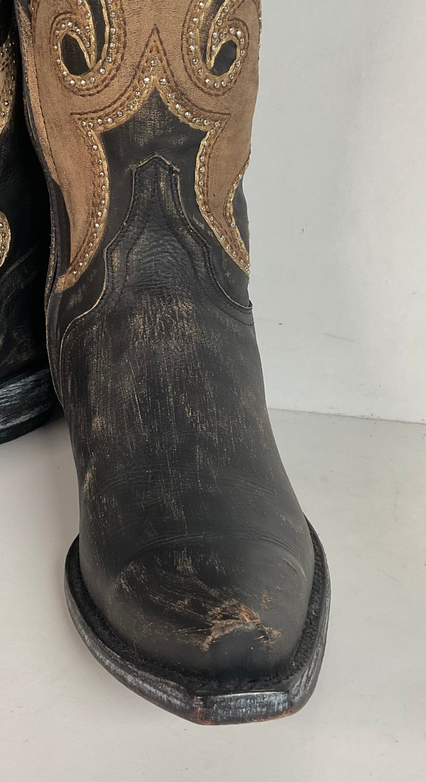 Old Gringo Western Zipper Boots 8 B Cowgirl Tooled Overlay