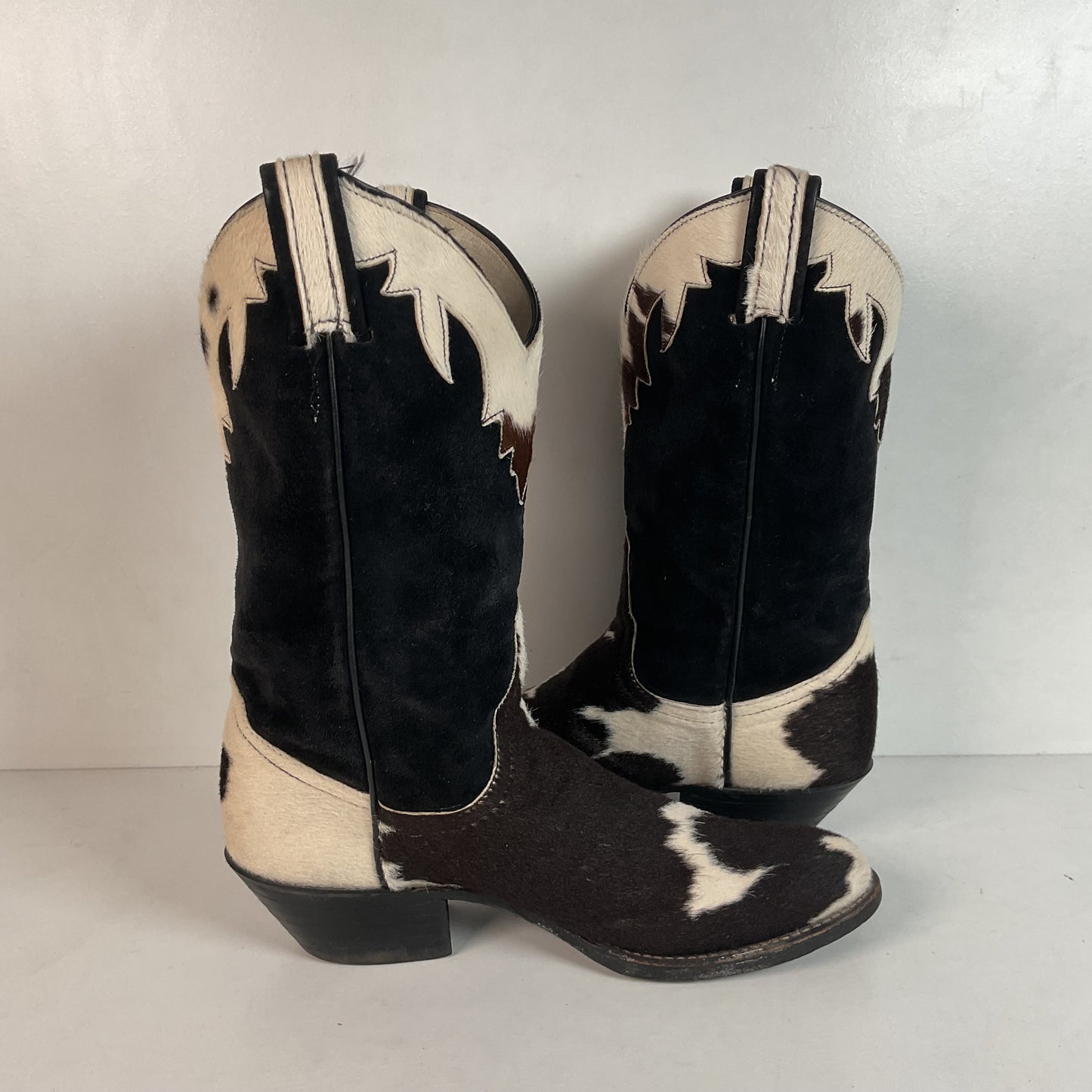Vintage Larry Mahan Cow Hair Cowgirl Pony Boots 8 B