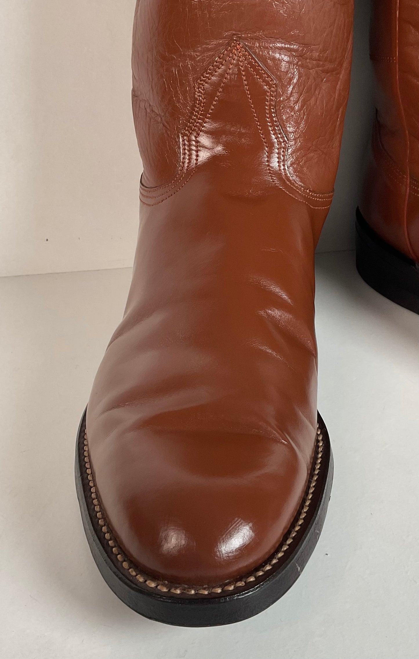Vintage Nocona Brown Leather Roper Boots 8.5 E USA Made Western 60s 70s