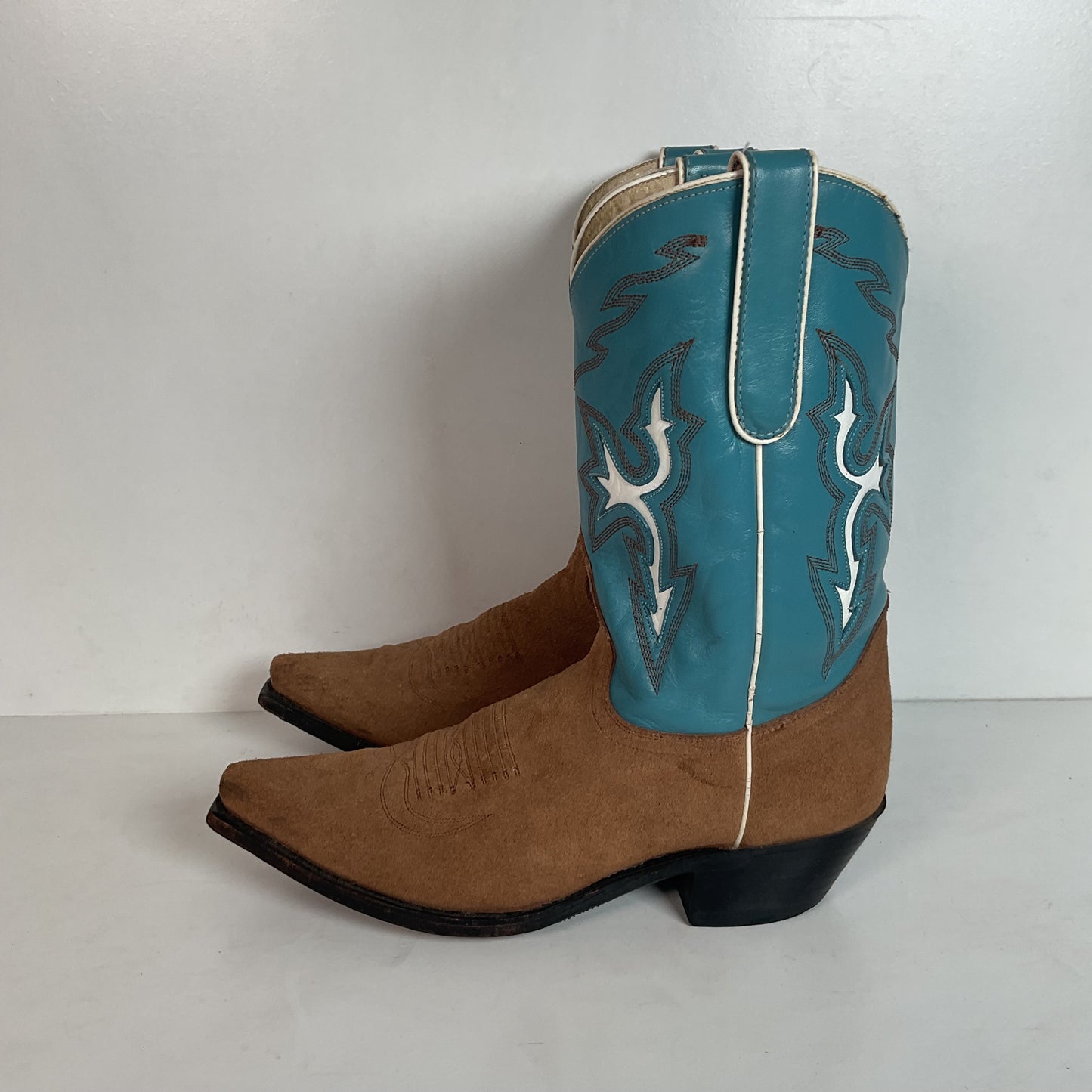 Dan Post Pee Wee Suede Cowgirl Boots 8 M Rough Out Suede
