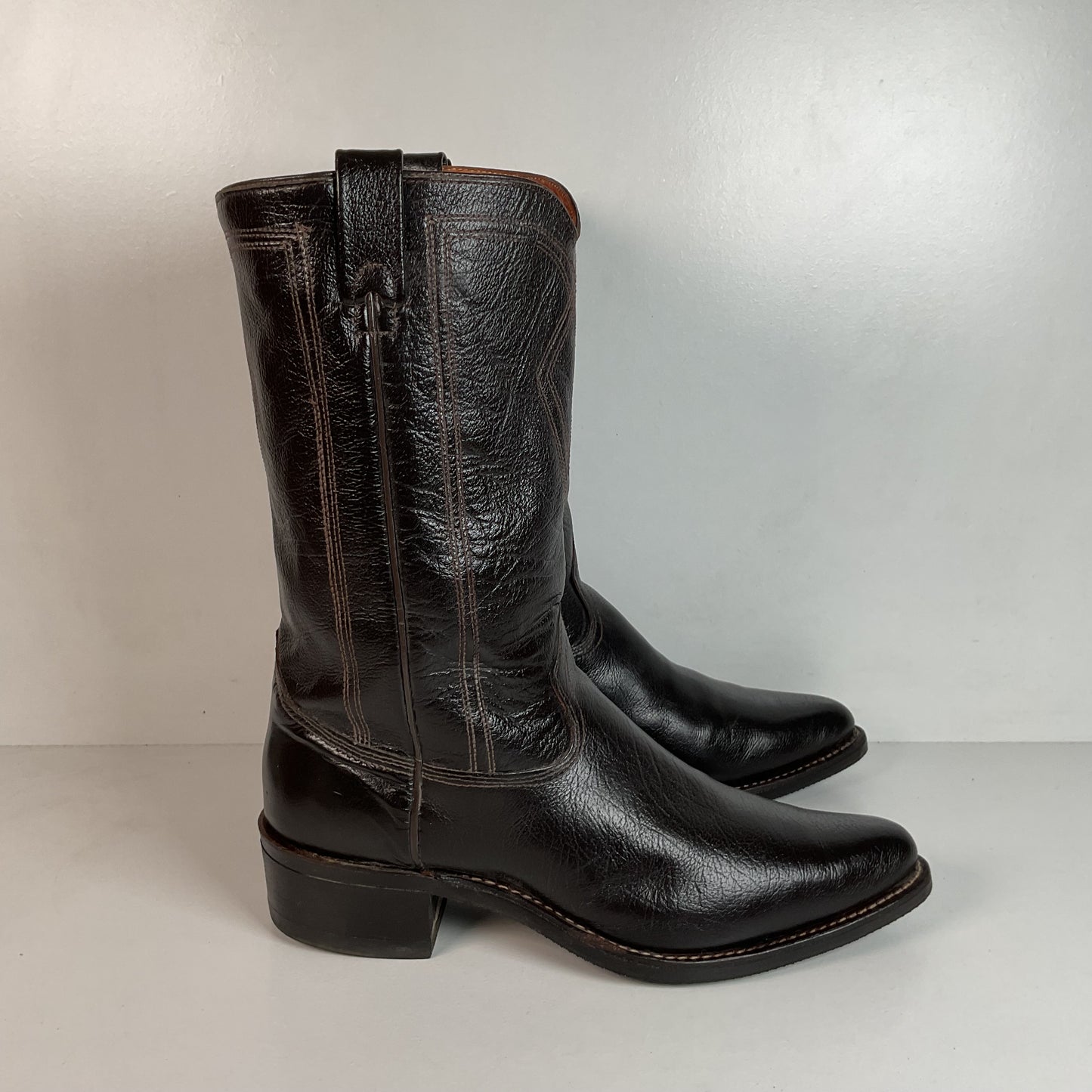 Vintage 1970s Texas Brand Water Buffalo Cowboy Boots 13 D USA Made Exotic