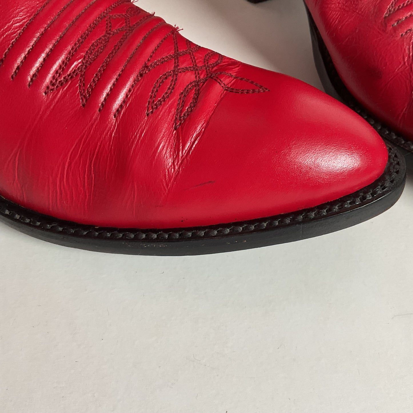 Honcho Custom Ruby Red Cowgirl Boots 8 A USA Made Scallop Top