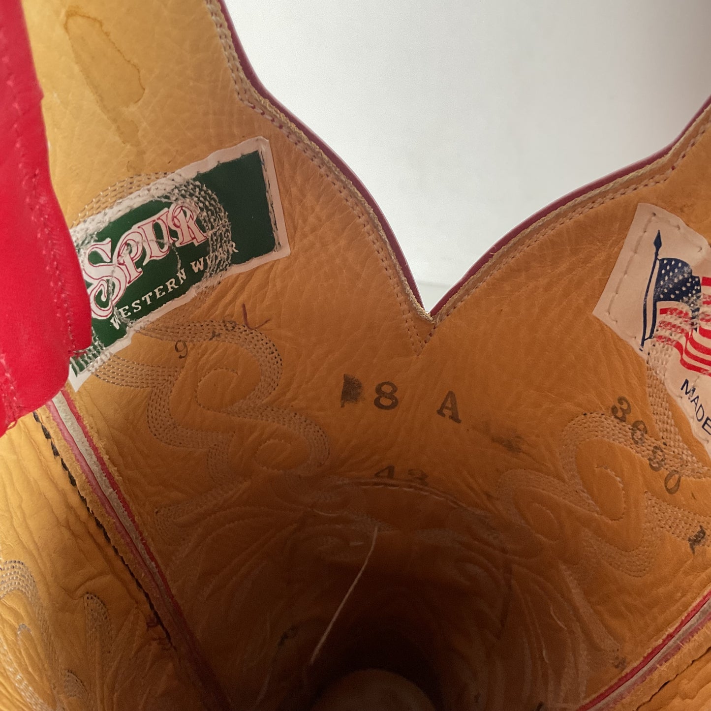 Honcho Custom Ruby Red Cowgirl Boots 8 A USA Made Scallop Top