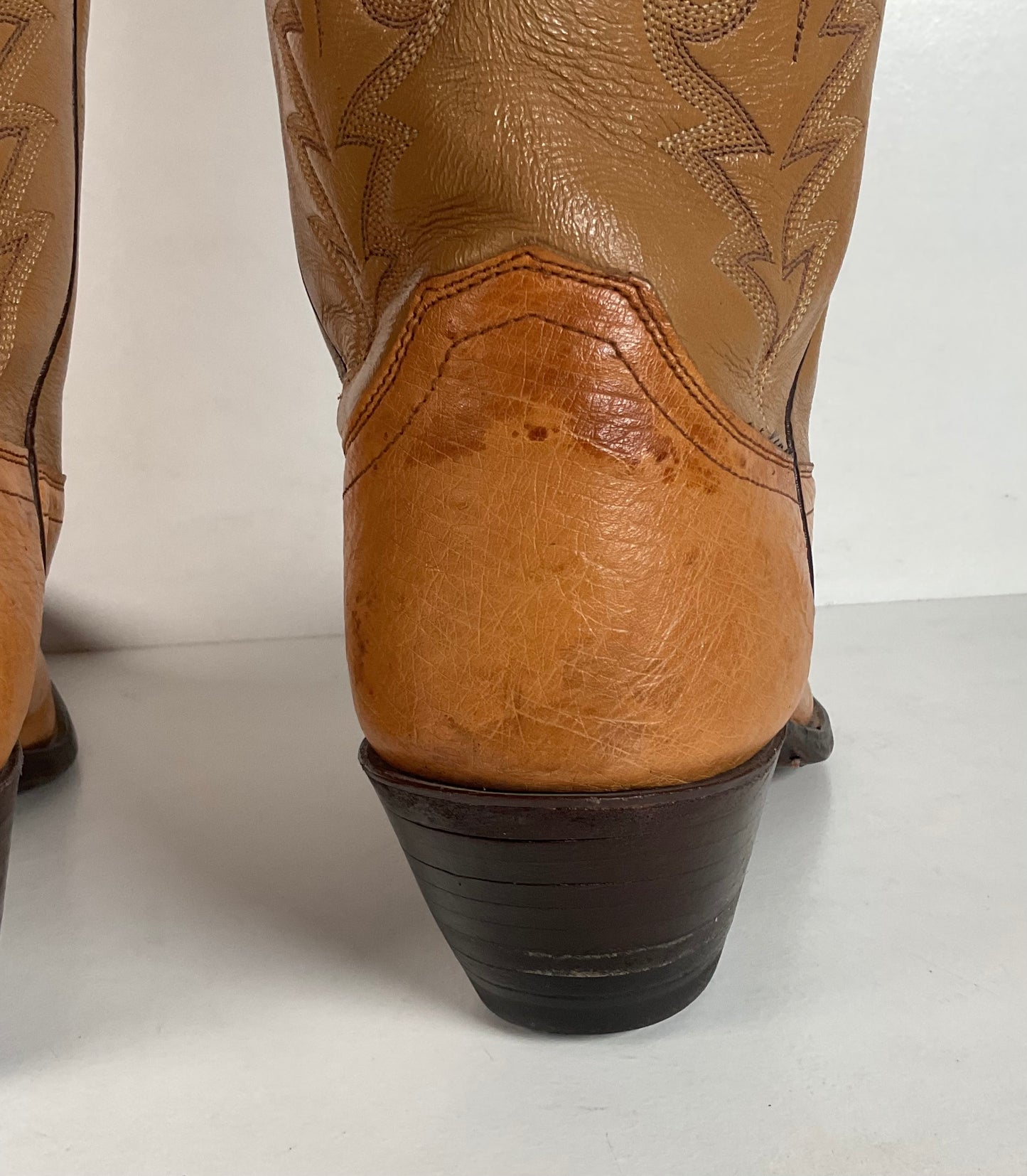 Vintage Justin Smooth Ostrich Cowboy Boots | USA Made | Butterscotch | 8 EE