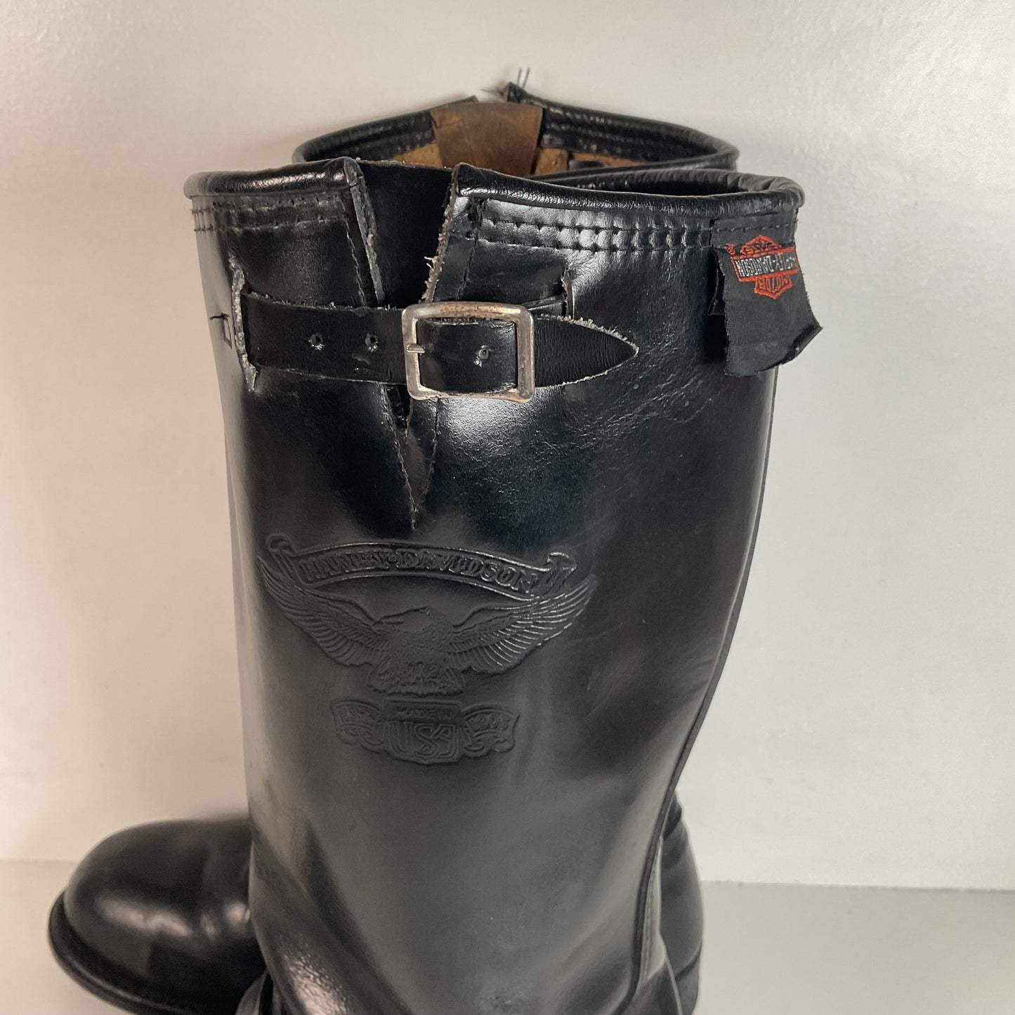 Vintage Harley Davidson Motorcycle Boots 11 Tall Steel Toe Engineer USA Made