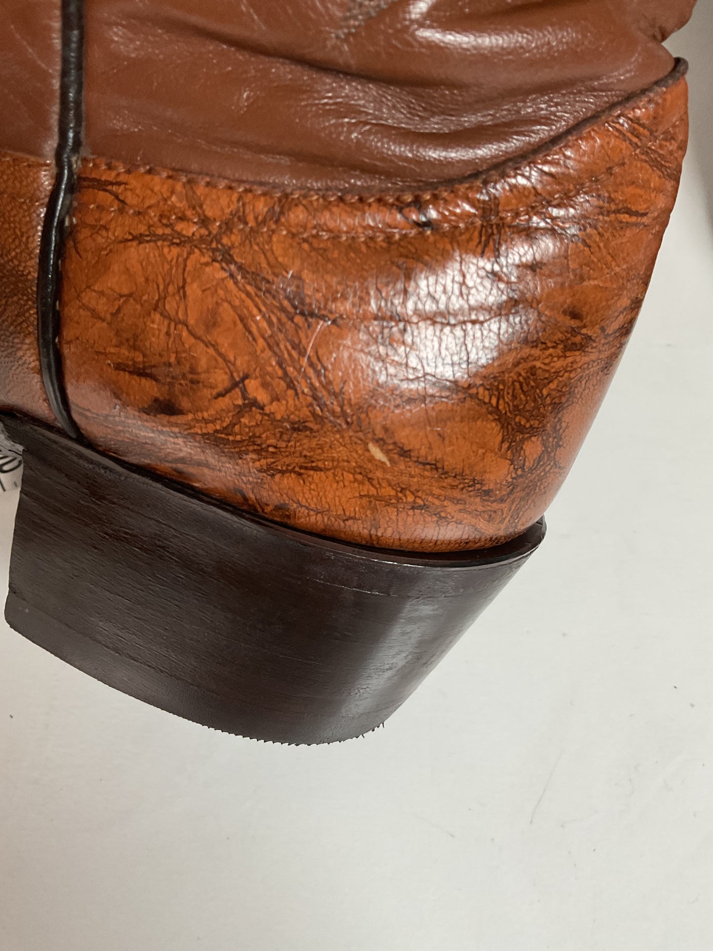 Vintage Larry Mahan Deerskin Cowboy Boots 11 D Marbled Leather Recraft