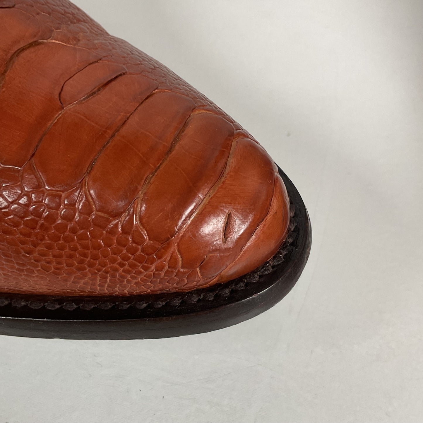 Vintage Longhorn Ostrich Leg Cowboy Boots | Exotic | Tooled Inlays | Men’s 13 D