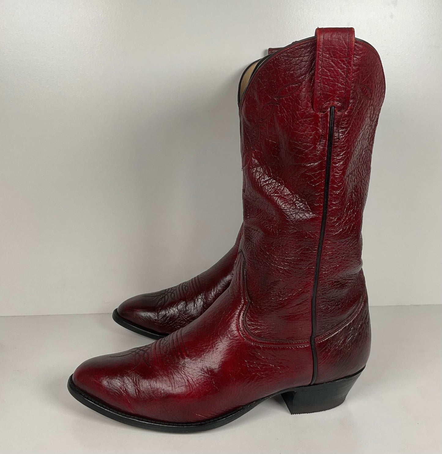 Vintage Larry Mahan Oxblood Cowboy Boots | Soft Buckskin | Men’s 10.5 EE