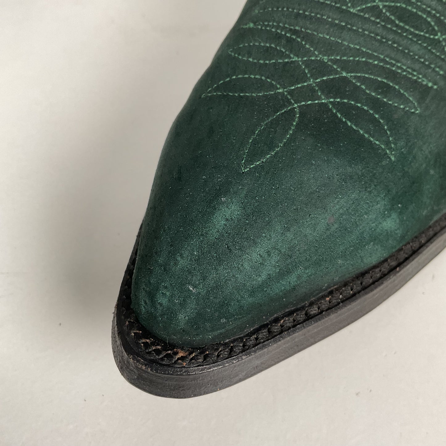 Vintage Nocona Wild Boar Cowboy Boots | Pig Skin Suede | Emerald Green | Men’s 11 E
