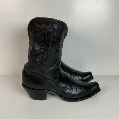 Vintage 1940s Brogue Wingtip Cowboy Boots 9.5-10 Leather Pull Tab Pee Wee