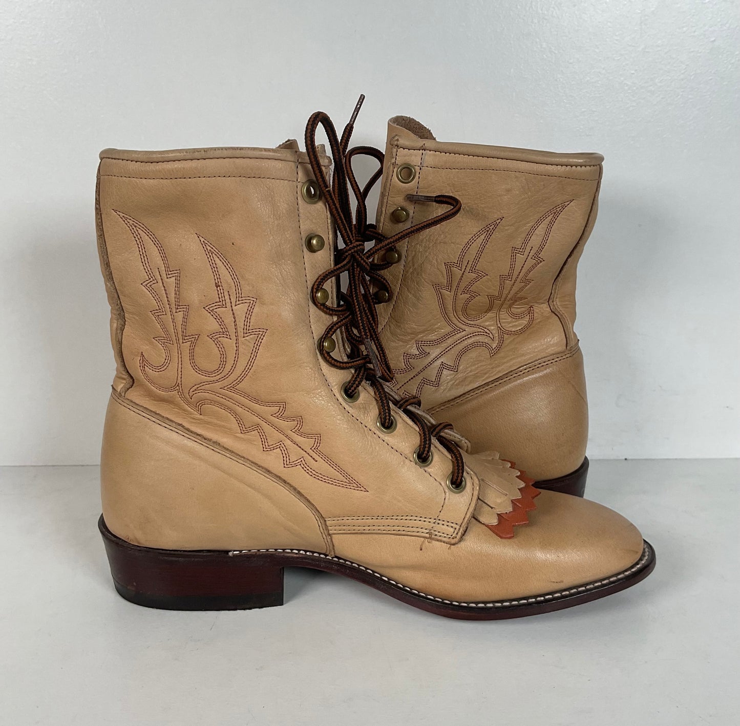 Vintage Larry Mahan Packer Boots | Cowgirl | Lace Up | USA Made | Women’s 8 M