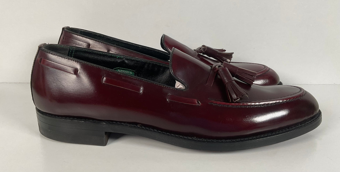 Vintage Florsheim Imperial Tassel Loafers 10.5 AA Tuscany Bordeaux Slip-On