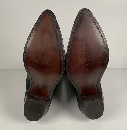 Vintage Nocona Wild Boar Cowboy Boots | Pig Skin Suede | Emerald Green | Men’s 11 E
