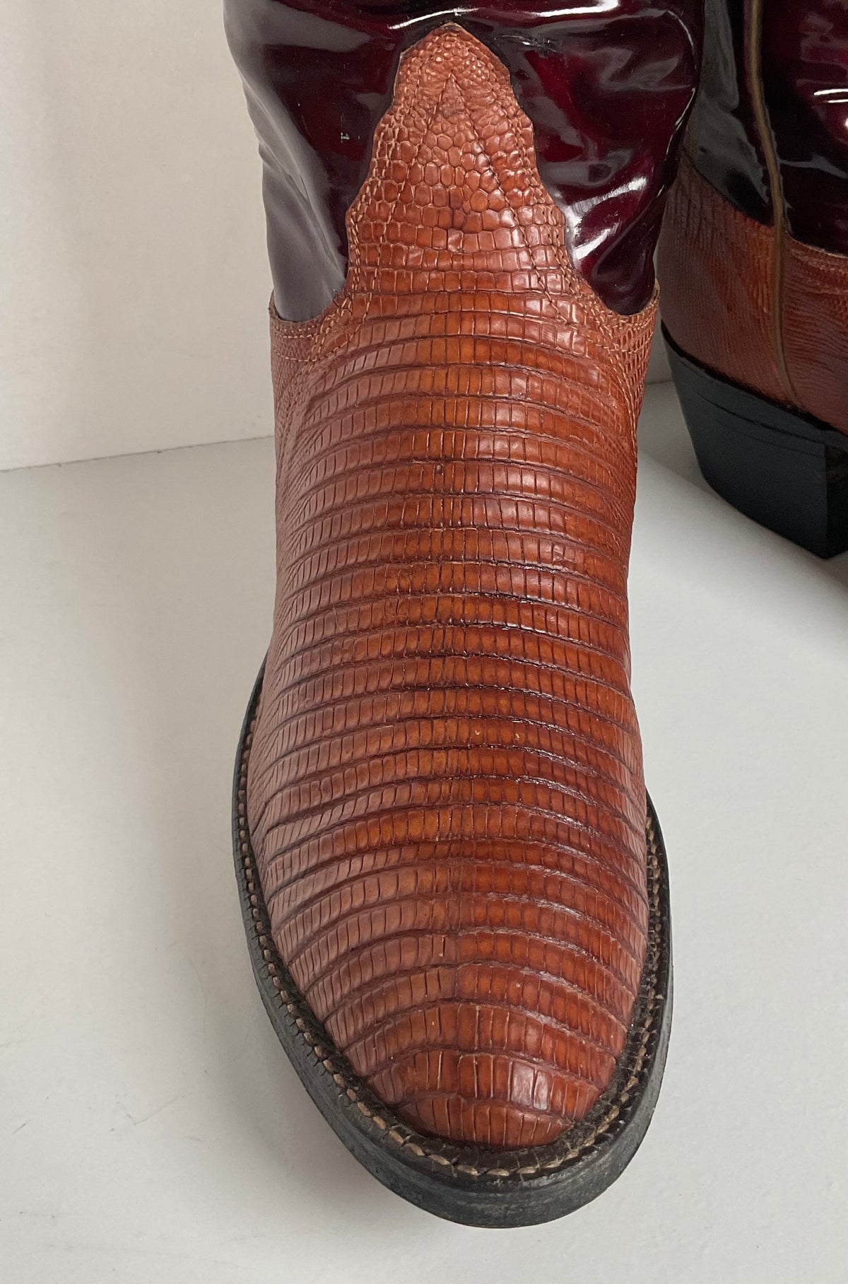 Vintage Tony Lama Teju Lizard Cowgirl Boots | Patent Leather | 6 C | Women’s 7
