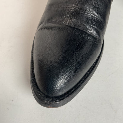 Vintage Lucchese Tall Cowgirl Boots 7 B USA Made Black Calf Skin