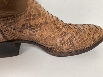 Vintage Justin Back Cut Python Cowboy Boots 8.5 D USA Made Snakeskin
