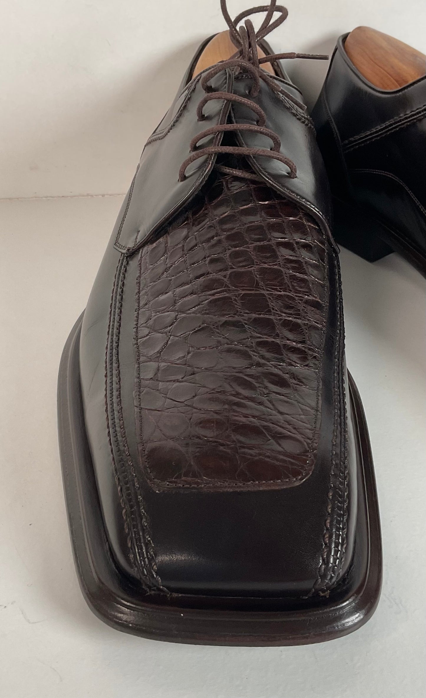 Mezlan Genuine Crocodile Derby Shoes 12 M Exotic