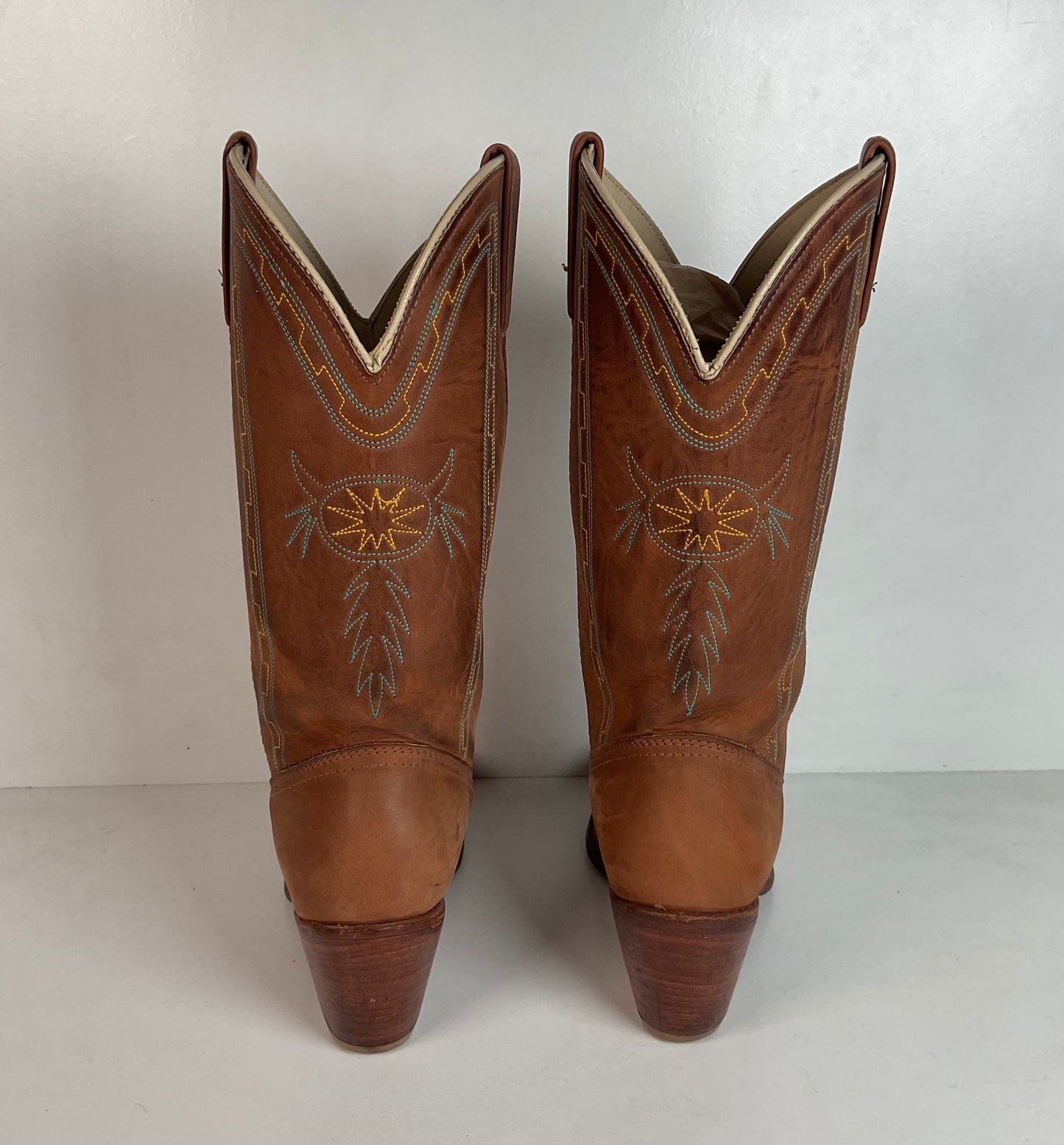Vintage Dingo Acme Nubuck Suede Cowgirl Boots 8 M Dream Catcher Stitching