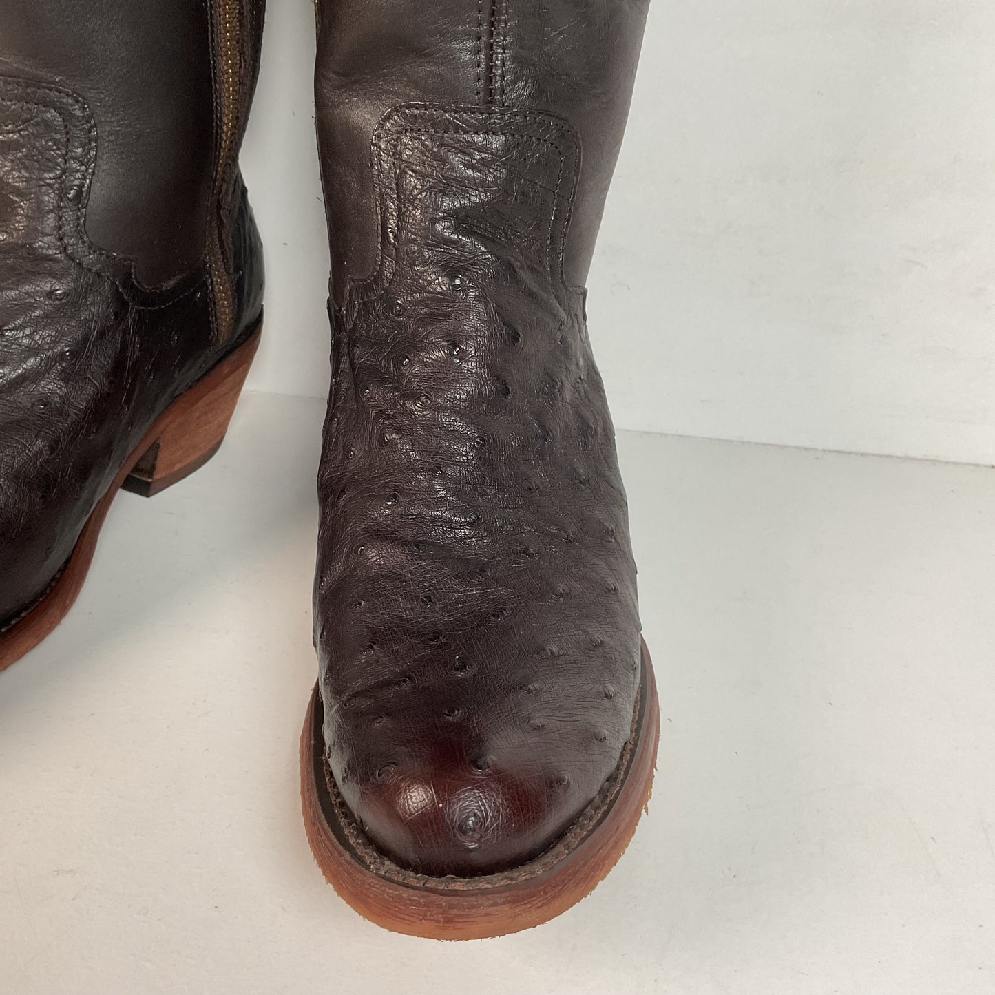 Justin’s Reba Mcalester Ostrich Cowgirl Boots 6.5 B Exotic Side Zip
