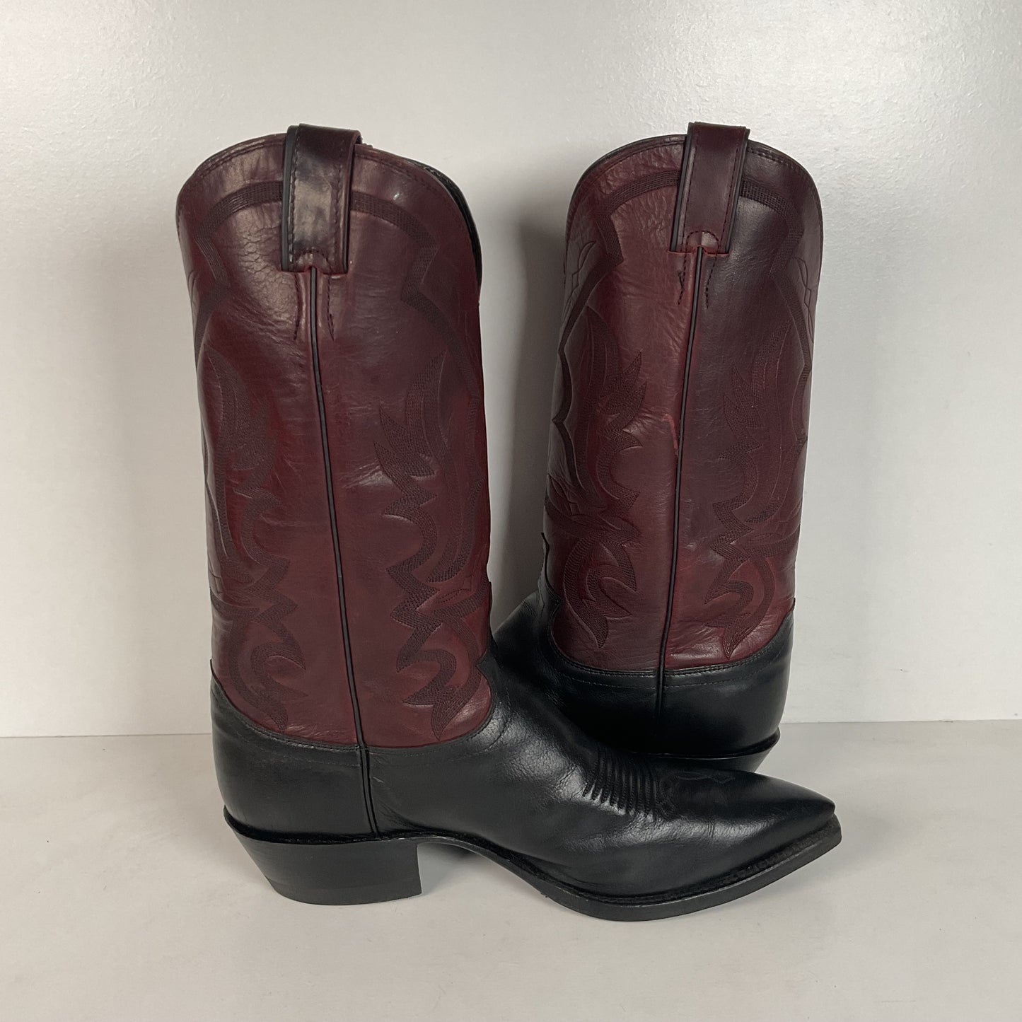 Vintage Justin Buffalo Calf Cowboy Boots | USA Made | Black Cherry | Men’s 10 D