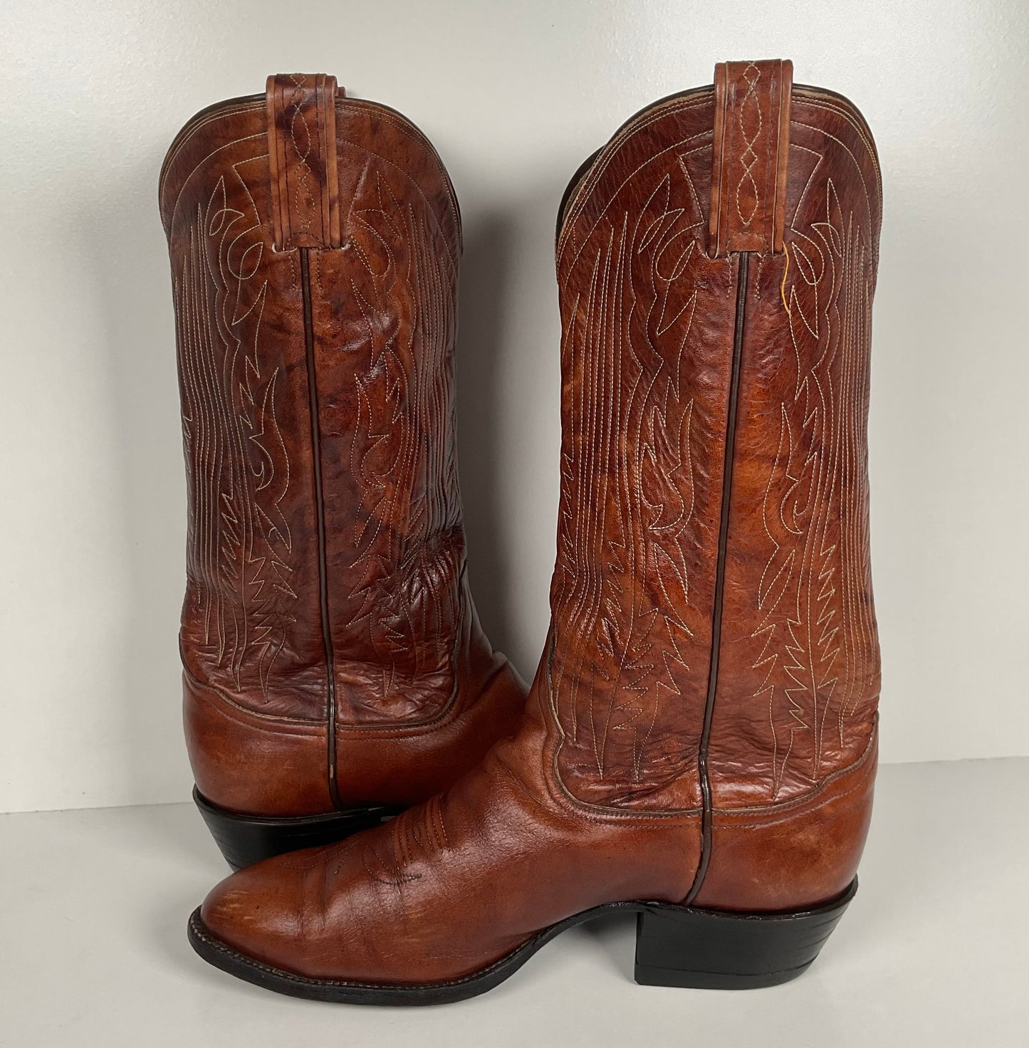 Vintage Tony Lama Cowboy Boots | Chocolate Cow | 1980s | Men’s 10 D