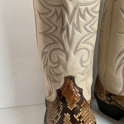 Vintage Laredo Front Cut Python Cowboy Boots 12 D USA Made Snakeskin