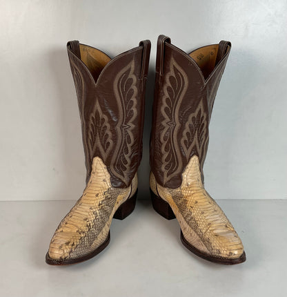 Vintage Tony Lama Water Snake Cowboy Boots 9 D Gold Label Snakeskin