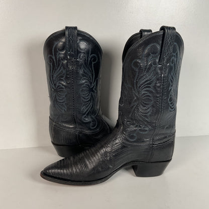 Vintage Dan Post Teju Lizard Cowgirl Boots | Royal Blue | USA Made | Women’s 8 M